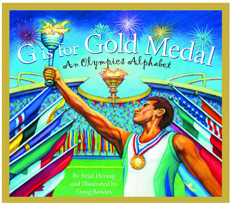 Olympic hand print medal craft, G is for gold Alphabet Book