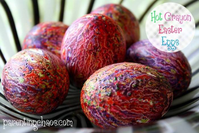 Crayon Easter Eggs made with melted crayon wax