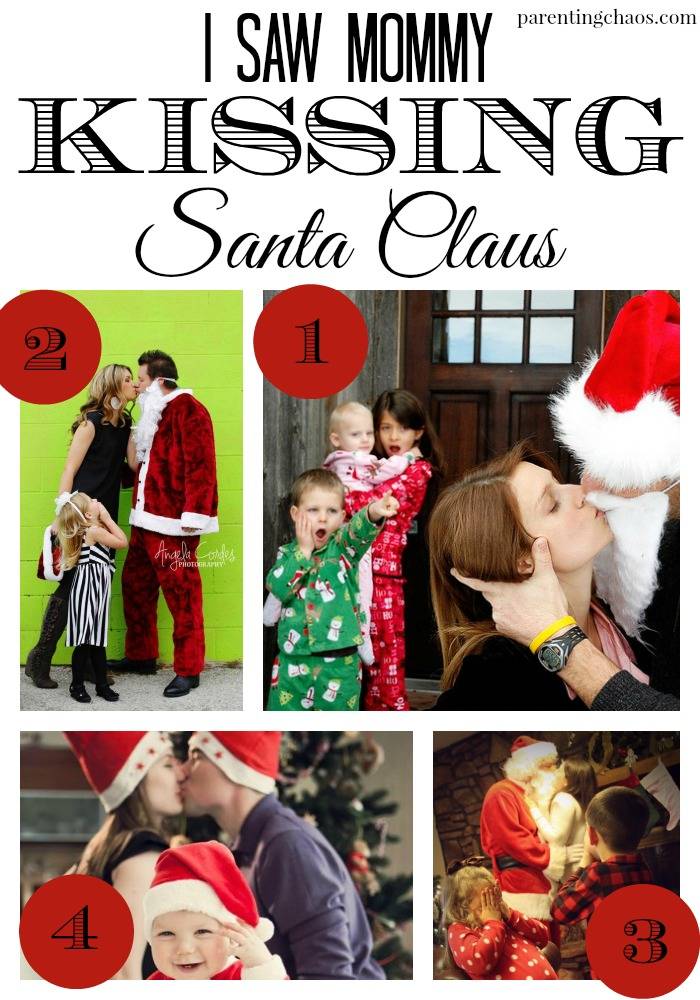 Mommy Kissing Santa Christmas Card Theme